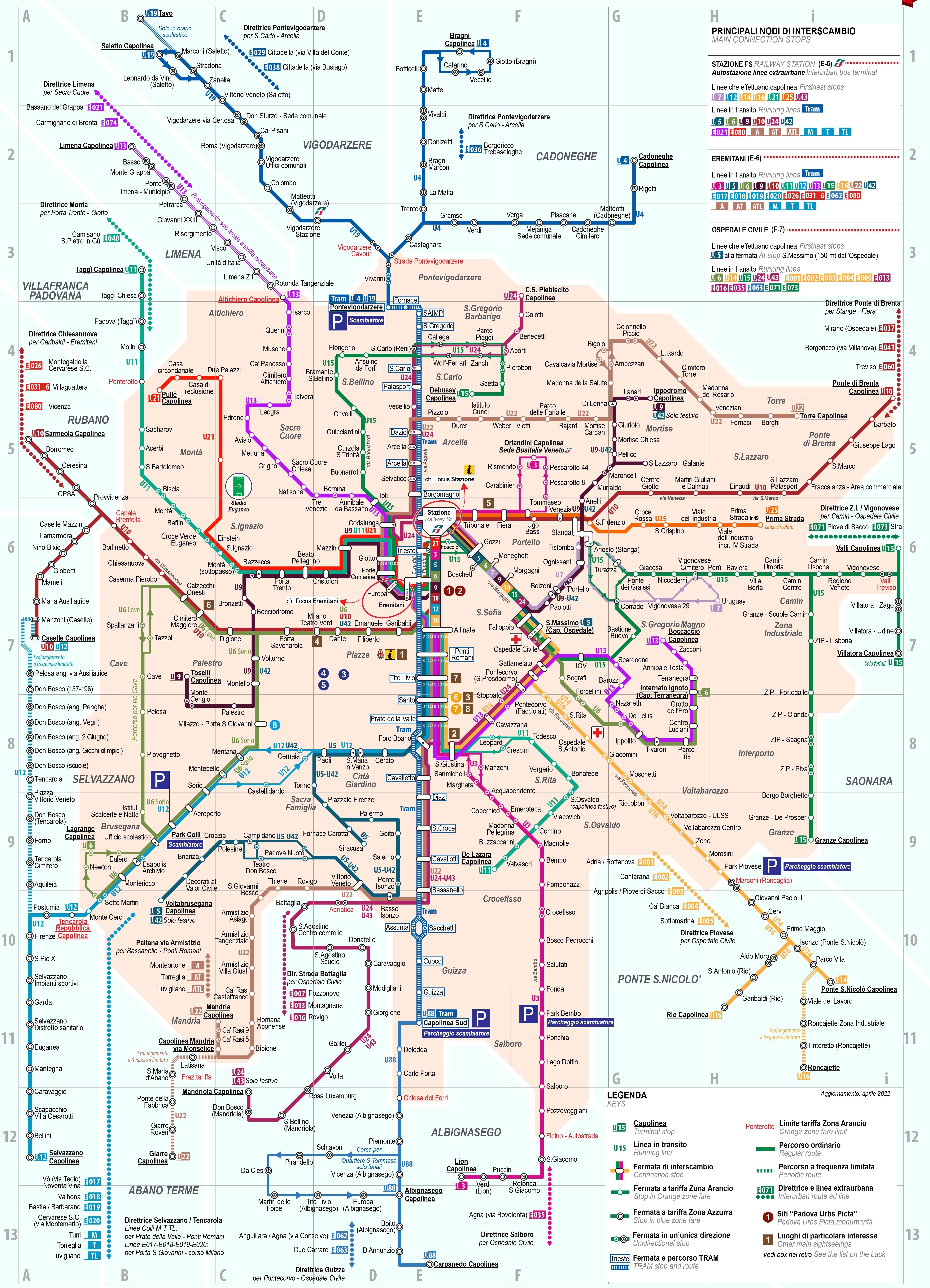 Mappa dei trasporti a Padova